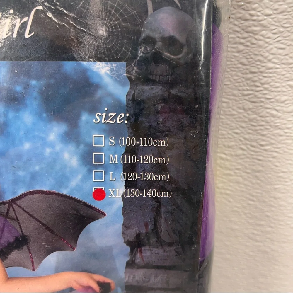 NWT‎ Girls Bat Witch Costume Halloween Cosplay Fancy Dress Up with Bat Wings XL